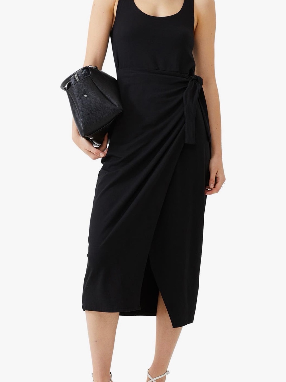French Connection Zena Jersey Faux Wrap Dress. Black. Medium